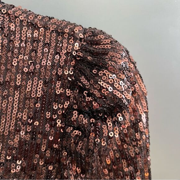New Ramy Brook Copper Ombré Sequin Lila Dress, Long Sleeve Cocktail- Size 6 - Picture 6 of 15